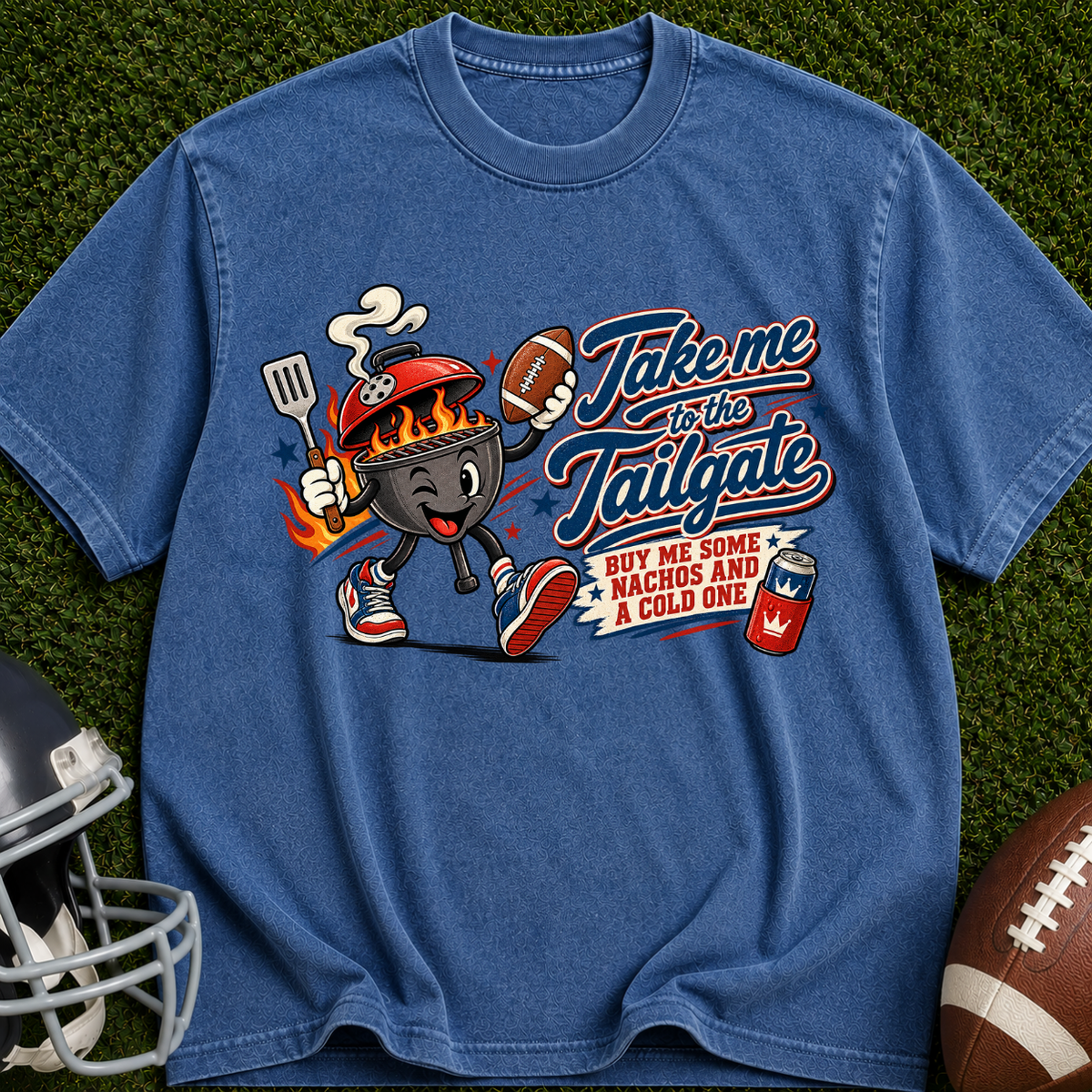 Tailgate Grill Mascot T-Shirt — "Take Me to the Tailgate" Vintage Football BBQ Tee