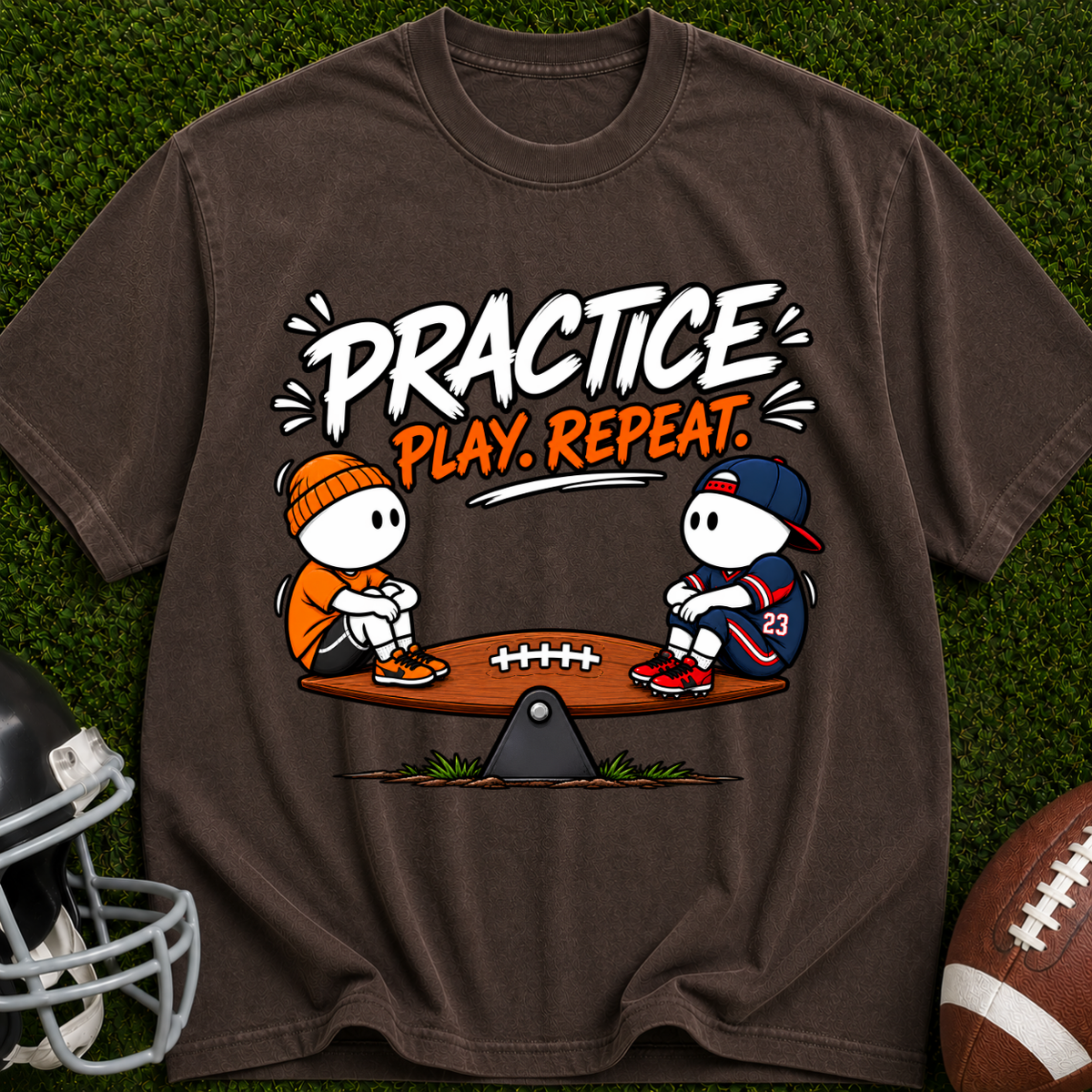 Practice Play Repeat Football T-Shirt