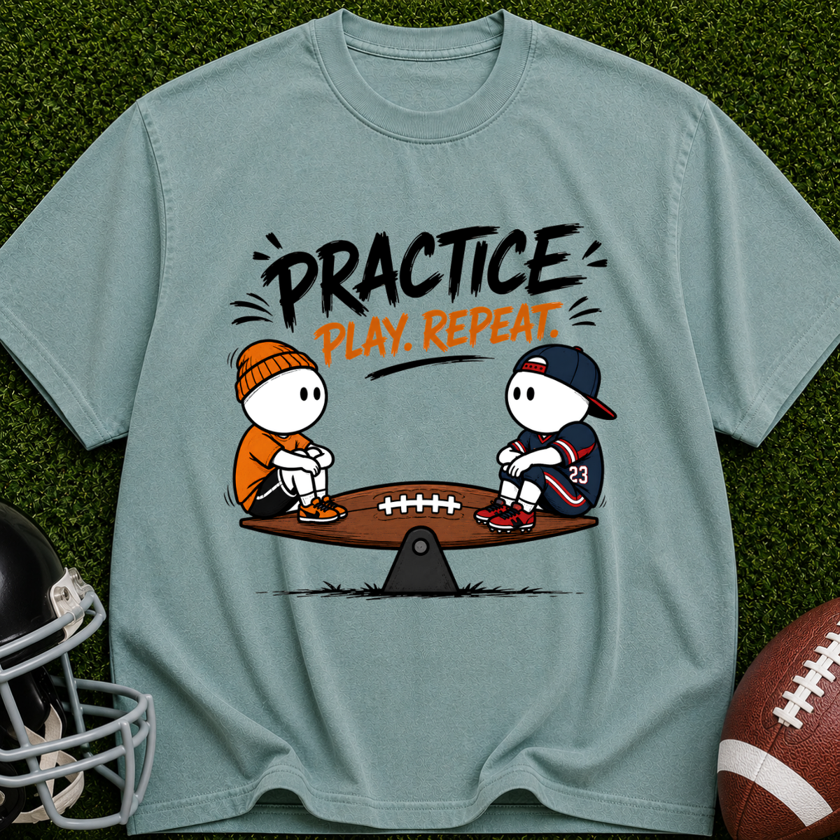 Practice Play Repeat Football T-Shirt