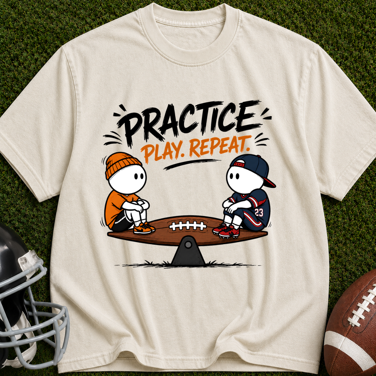 Practice Play Repeat Football T-Shirt