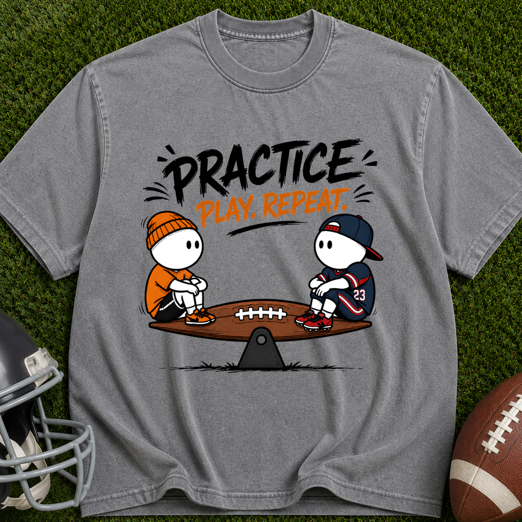 Practice Play Repeat Football T-Shirt
