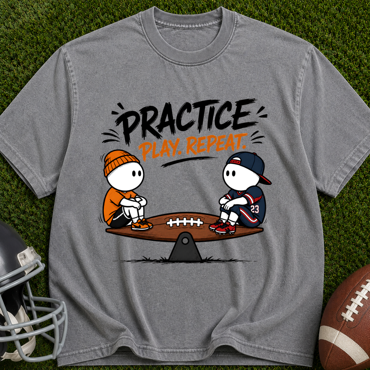 Practice Play Repeat Football T-Shirt