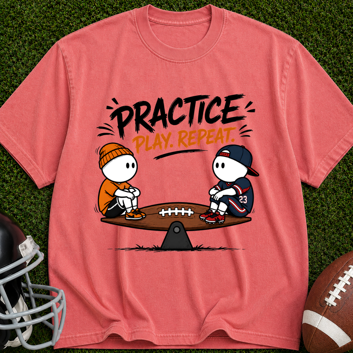 Practice Play Repeat Football T-Shirt
