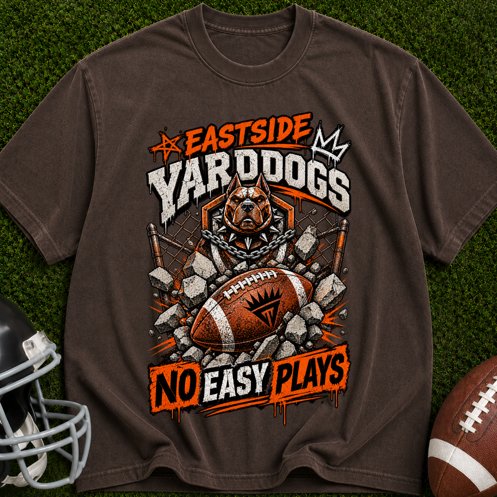 Eastside Yard Dogs Football T-Shirt — “No Easy Plays” Vintage Gridiron Tee