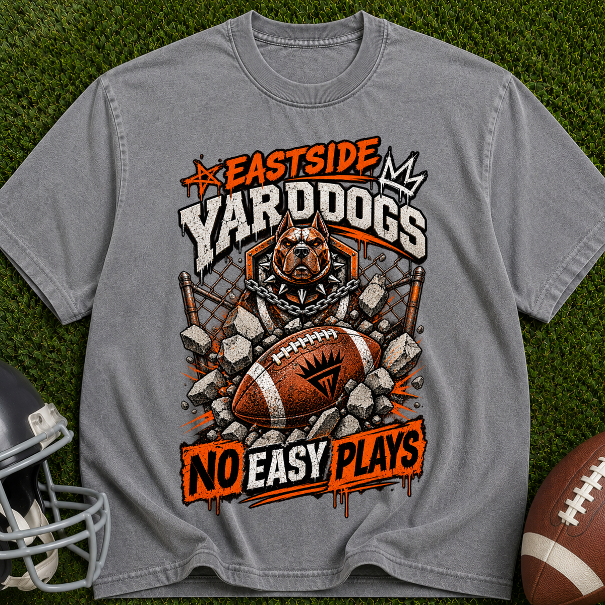 Eastside Yard Dogs Football T-Shirt — “No Easy Plays” Vintage Gridiron Tee