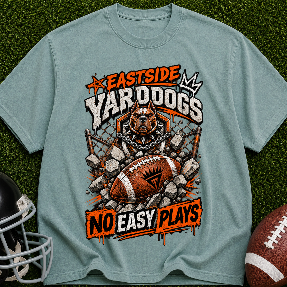 Eastside Yard Dogs Football T-Shirt — “No Easy Plays” Vintage Gridiron Tee