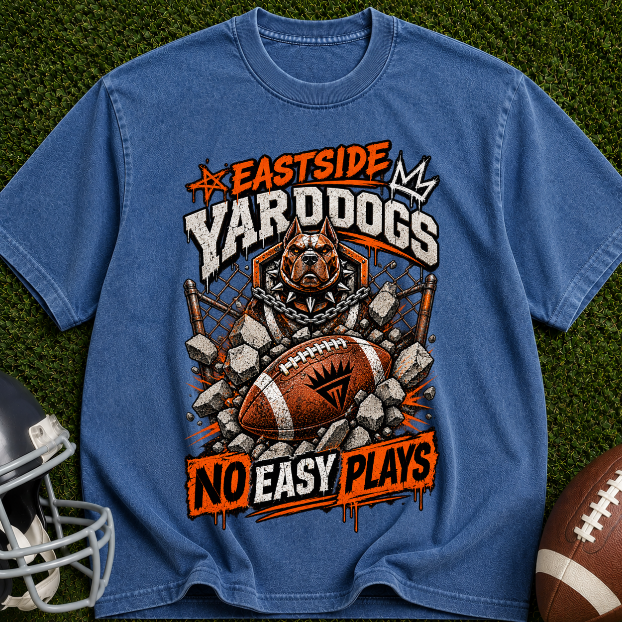Eastside Yard Dogs Football T-Shirt — “No Easy Plays” Vintage Gridiron Tee