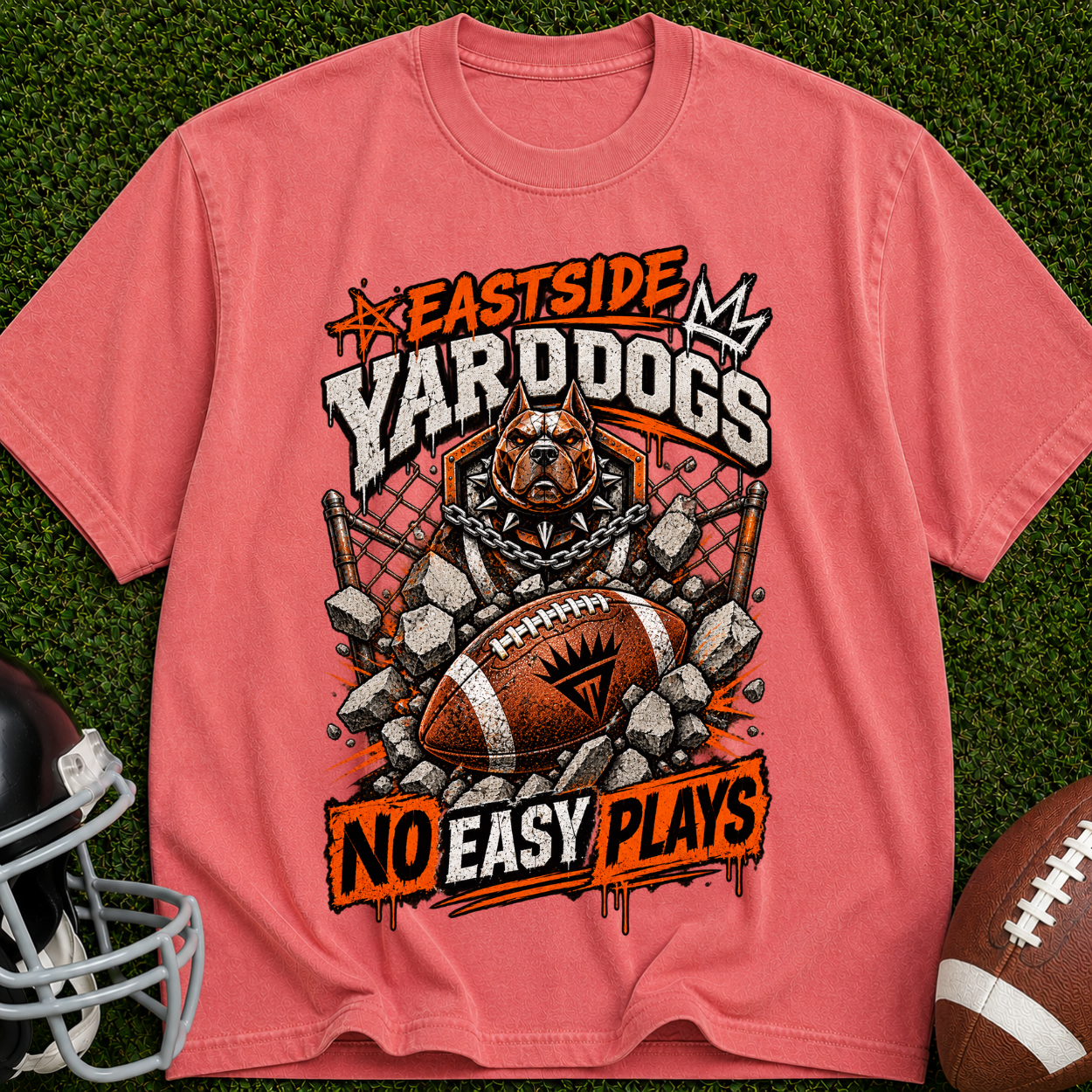 Eastside Yard Dogs Football T-Shirt — “No Easy Plays” Vintage Gridiron Tee