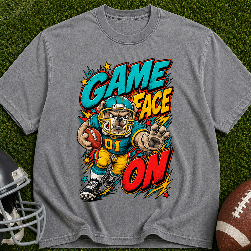 Game Face On Football T-Shirt — Retro Helmet Player Graphic
