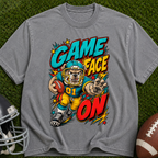 Game Face On Football T-Shirt — Retro Helmet Player Graphic