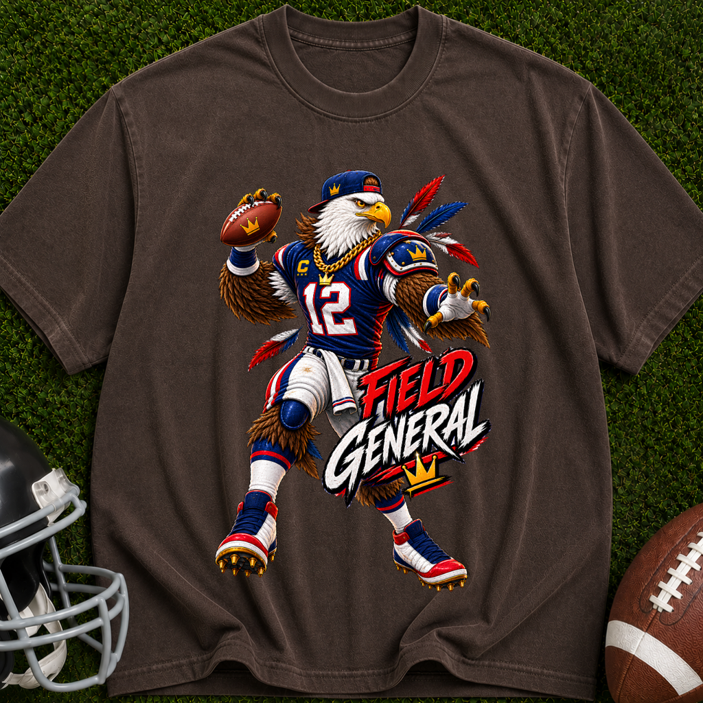 Field General Football T-Shirt — Retro Eagle Quarterback Graphic Tee
