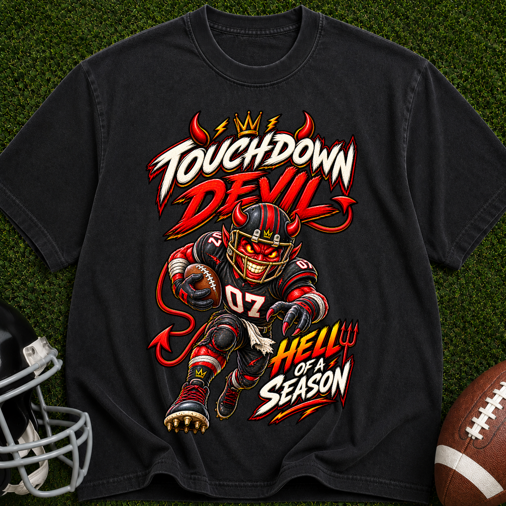 Touchdown Devil Football T-Shirt — Hellish Season Game Day Tee