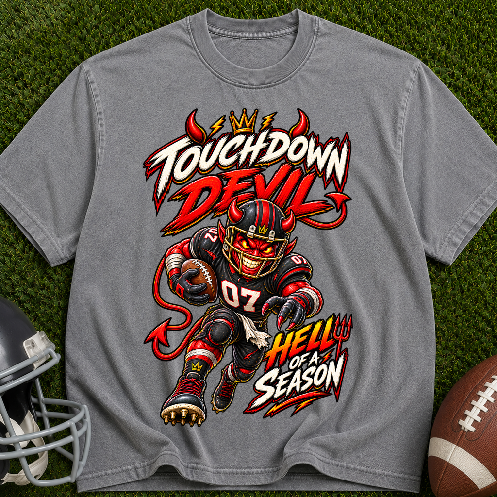 Touchdown Devil Football T-Shirt — Hellish Season Game Day Tee