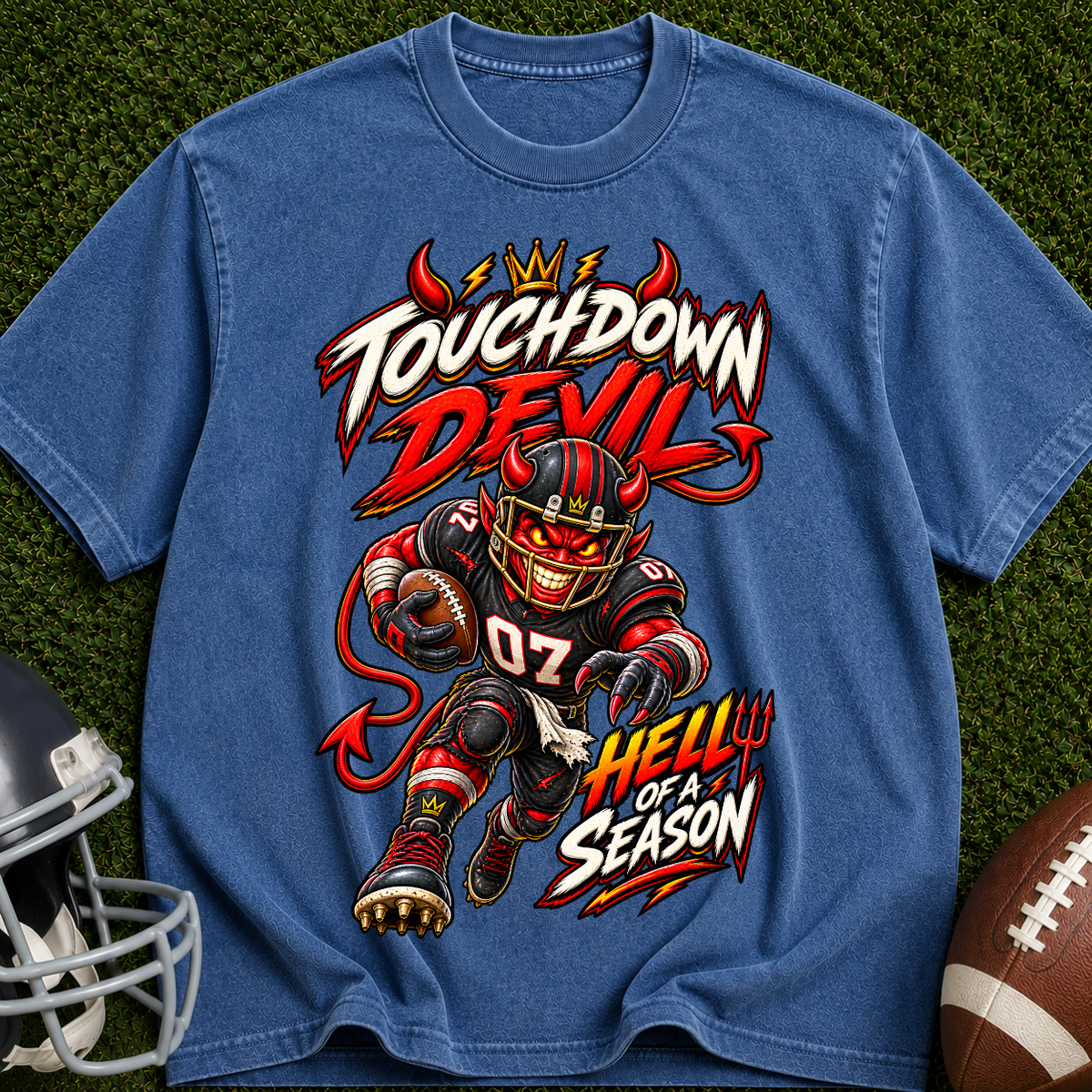Touchdown Devil Football T-Shirt — Hellish Season Game Day Tee