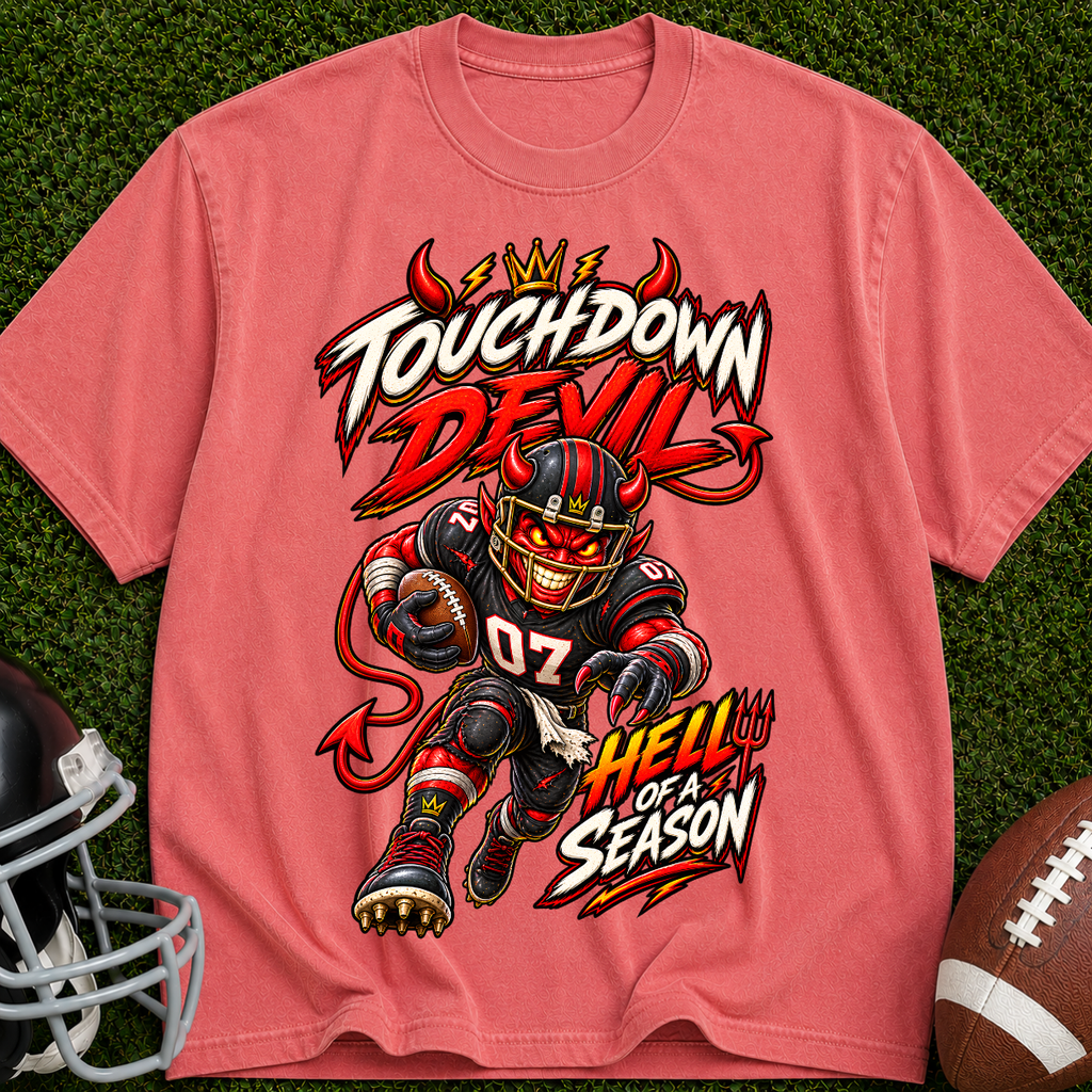 Touchdown Devil Football T-Shirt — Hellish Season Game Day Tee