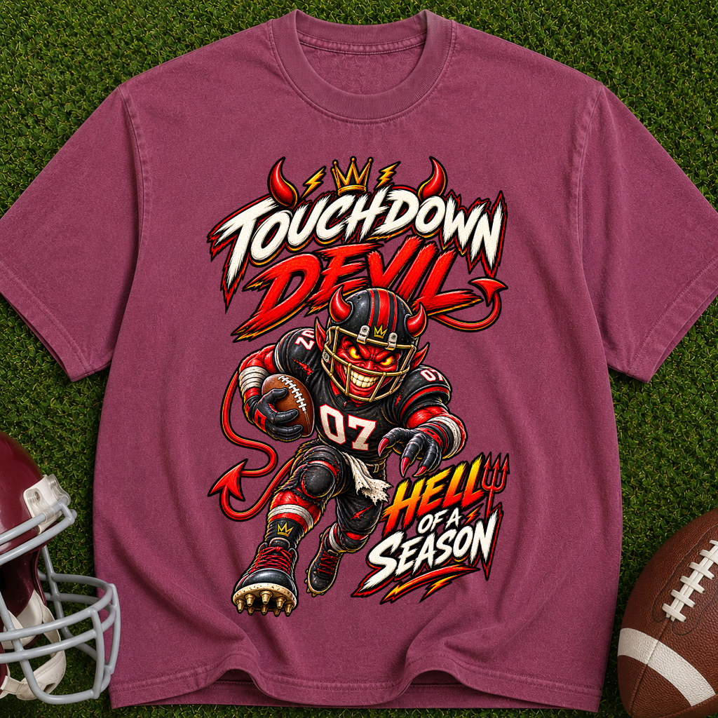 Touchdown Devil Football T-Shirt — Hellish Season Game Day Tee