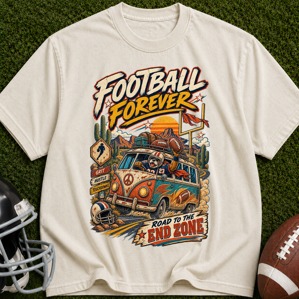Football Forever T‑Shirt — Road to the End Zone Vintage Graphic Tee