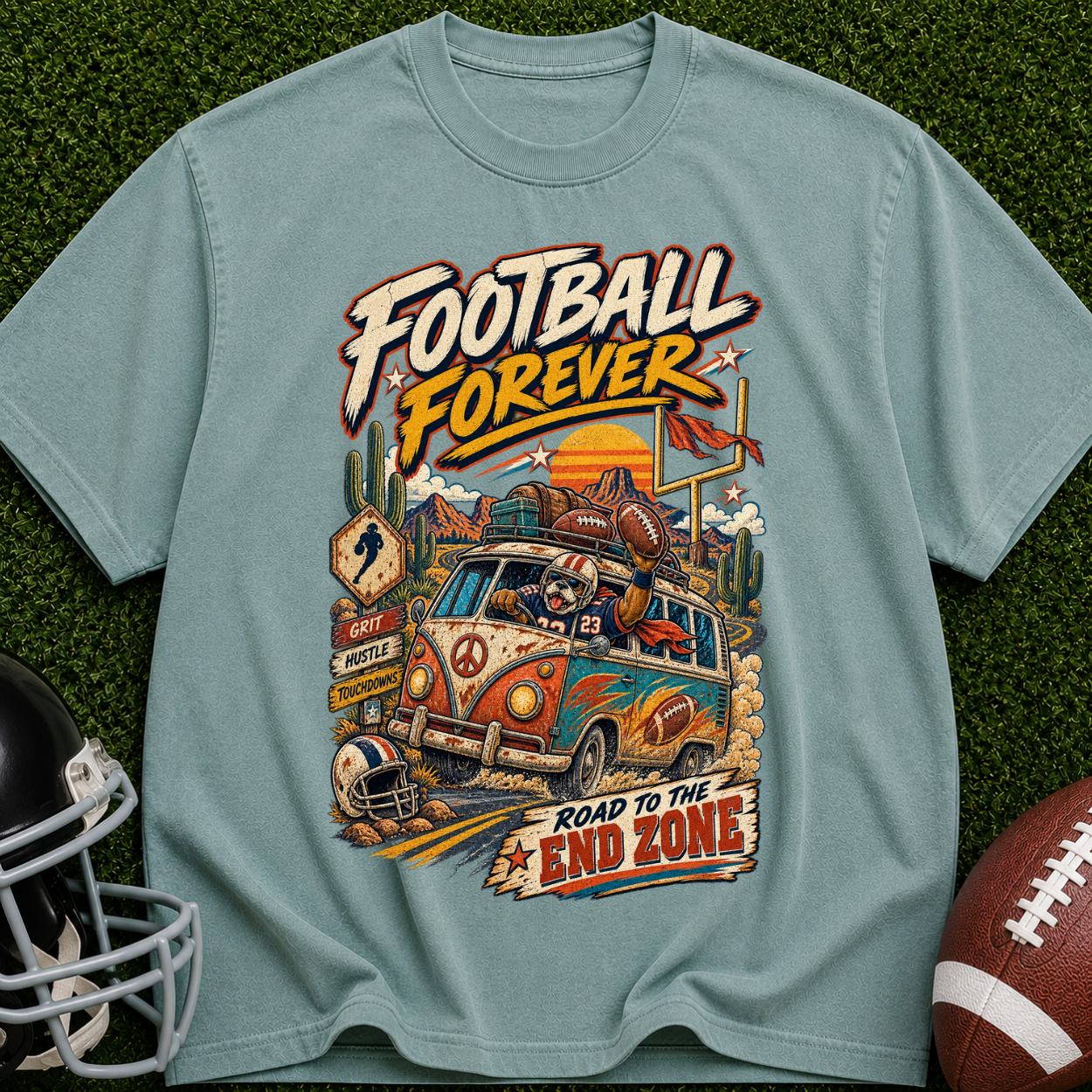 Football Forever T‑Shirt — Road to the End Zone Vintage Graphic Tee