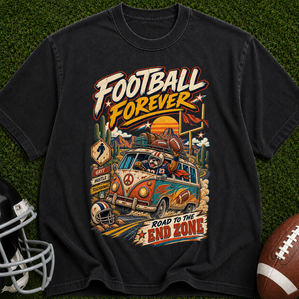 Football Forever T‑Shirt — Road to the End Zone Vintage Graphic Tee