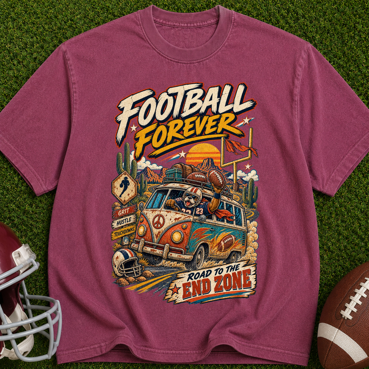 Football Forever T‑Shirt — Road to the End Zone Vintage Graphic Tee