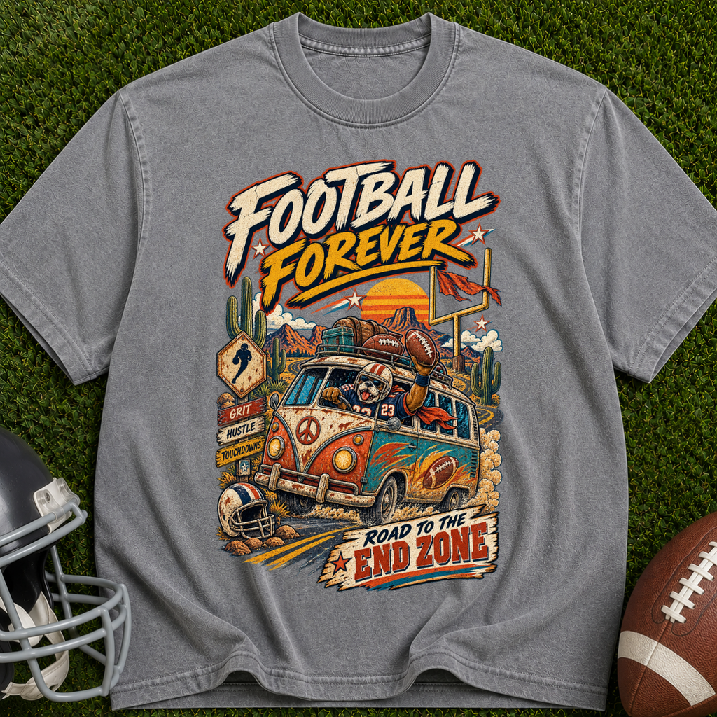 Football Forever T‑Shirt — Road to the End Zone Vintage Graphic Tee