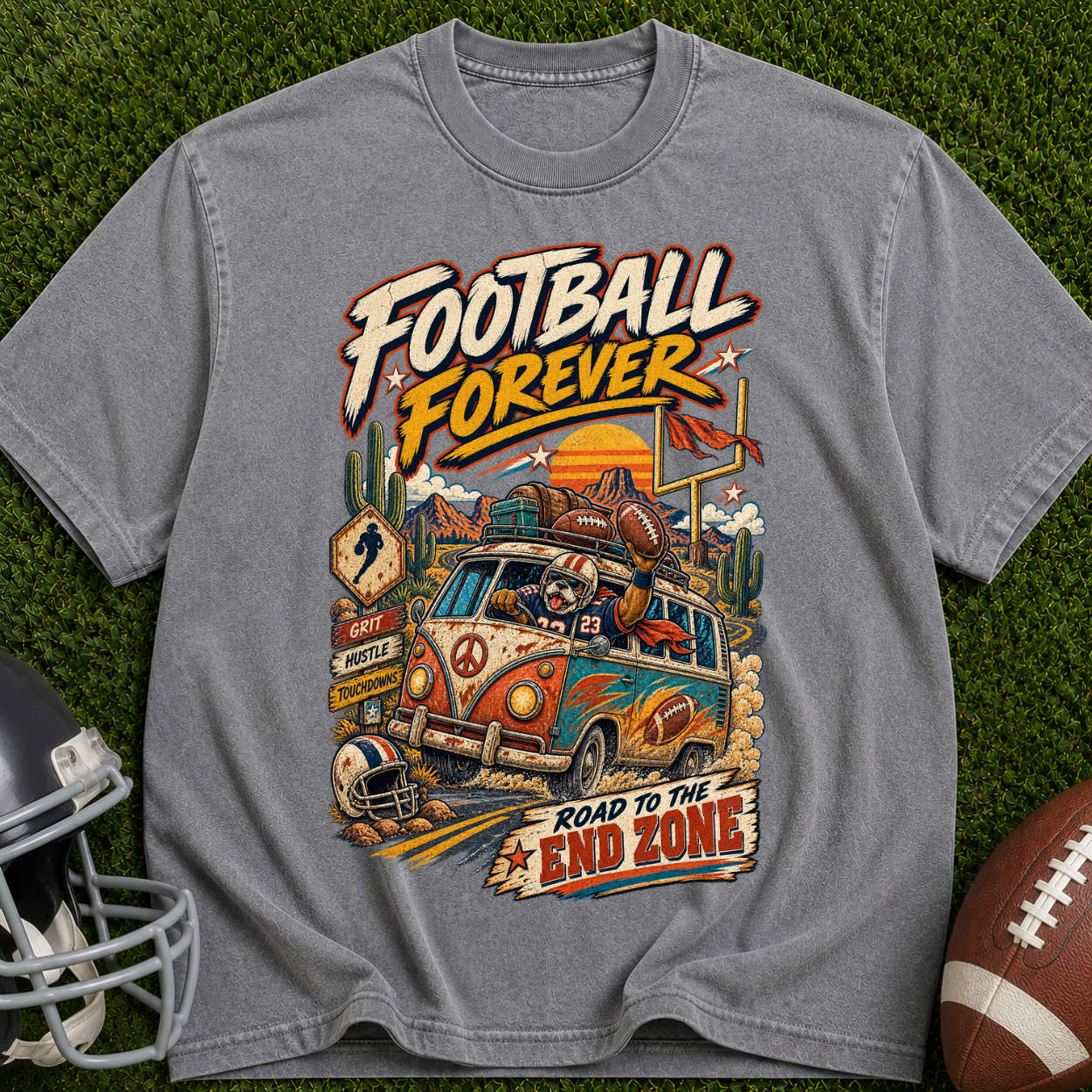 Football Forever T‑Shirt — Road to the End Zone Vintage Graphic Tee