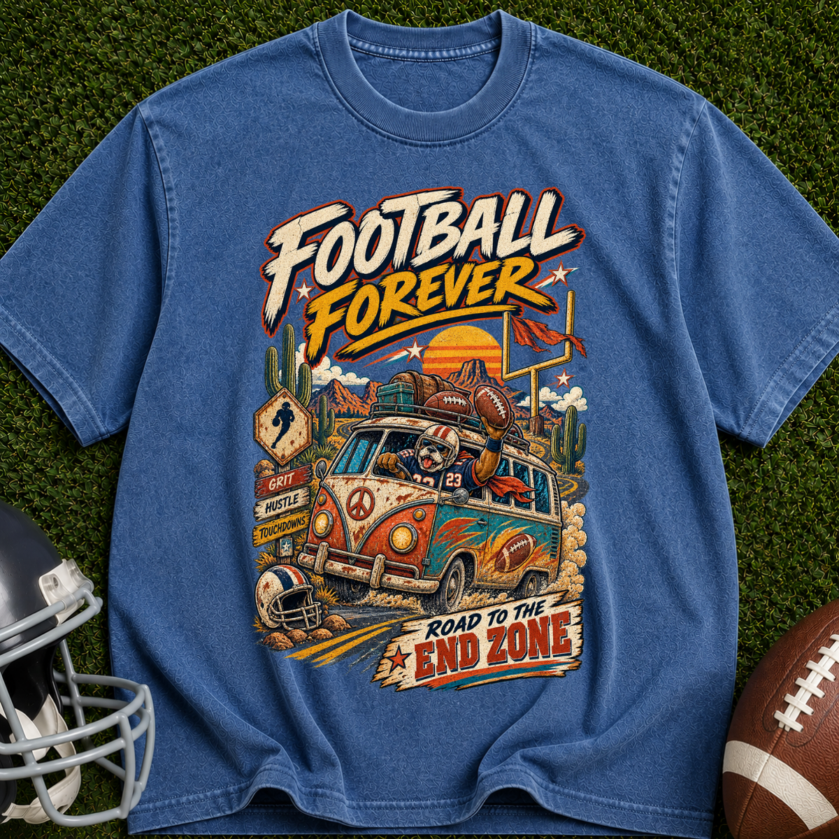 Football Forever T‑Shirt — Road to the End Zone Vintage Graphic Tee