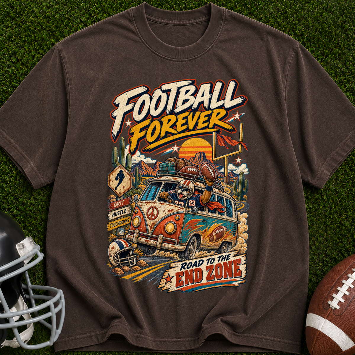 Football Forever T‑Shirt — Road to the End Zone Vintage Graphic Tee
