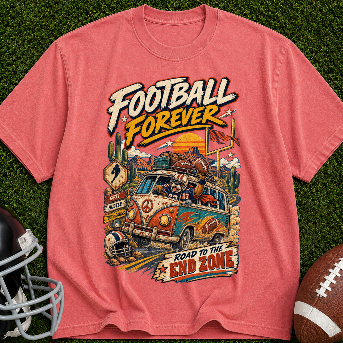 Football Forever T‑Shirt — Road to the End Zone Vintage Graphic Tee