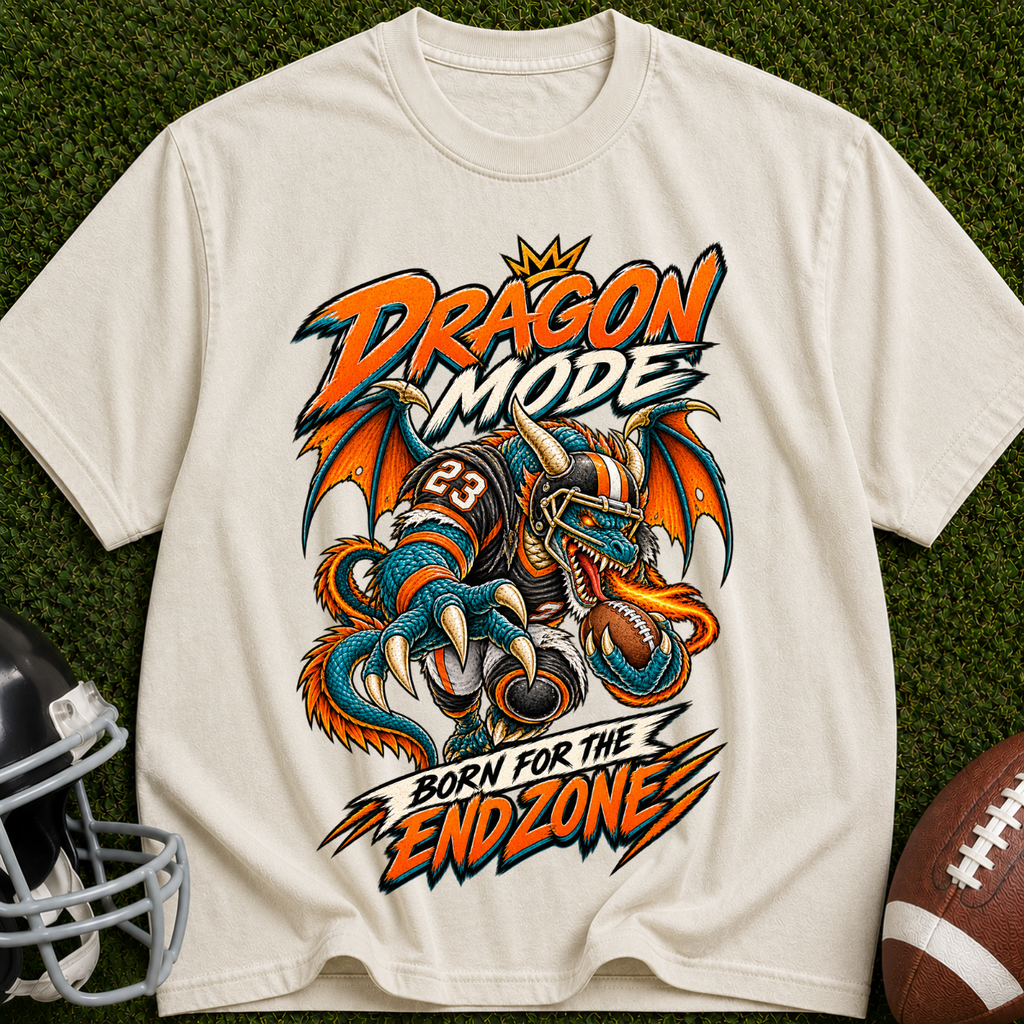 Dragon Mode Endzone T-Shirt — Football Dragon Graphic Tee