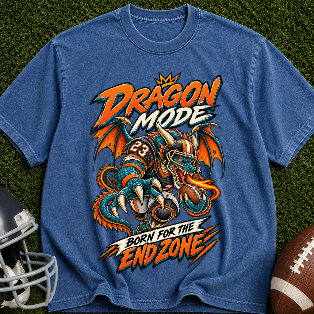 Dragon Mode Endzone T-Shirt — Football Dragon Graphic Tee