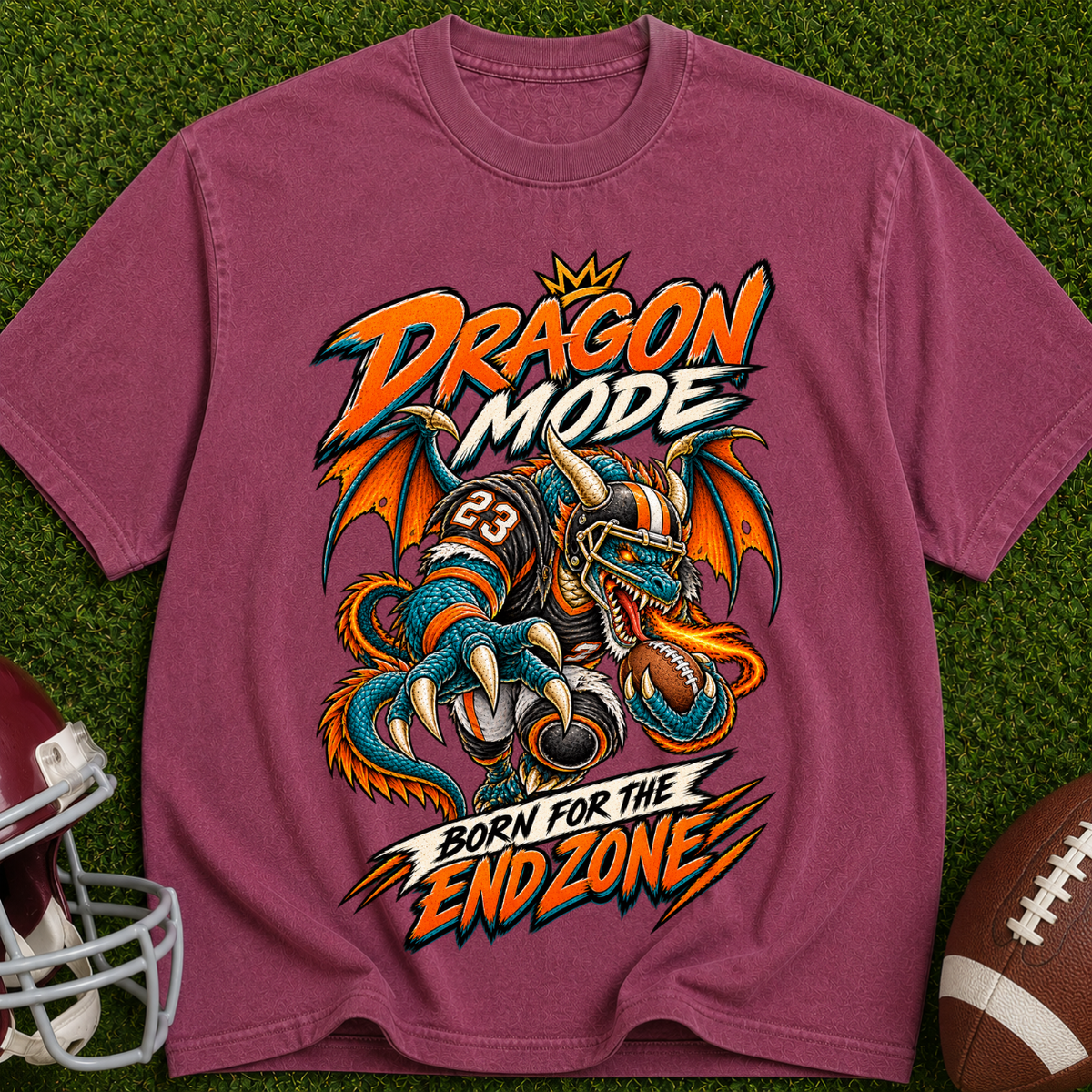 Dragon Mode Endzone T-Shirt — Football Dragon Graphic Tee