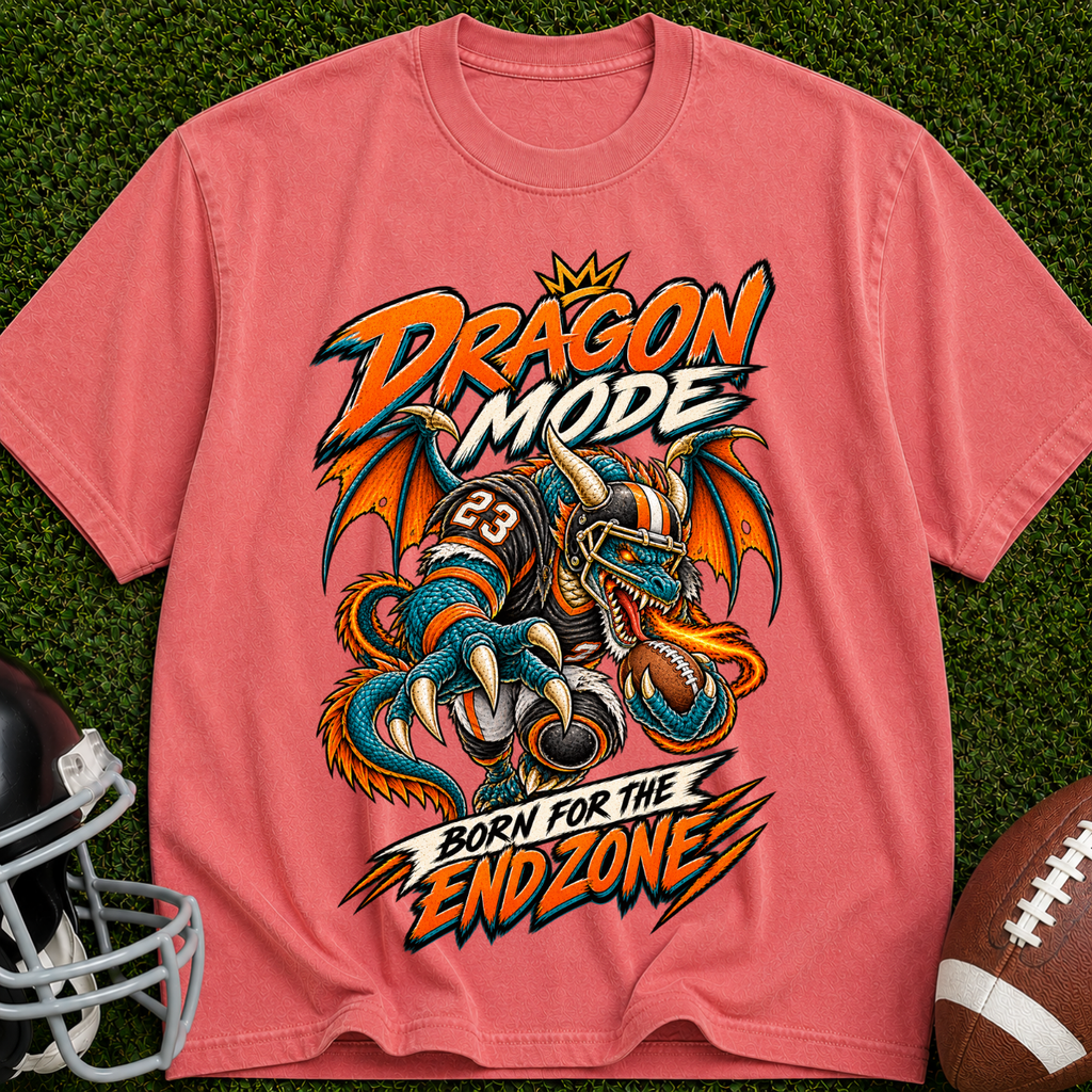 Dragon Mode Endzone T-Shirt — Football Dragon Graphic Tee